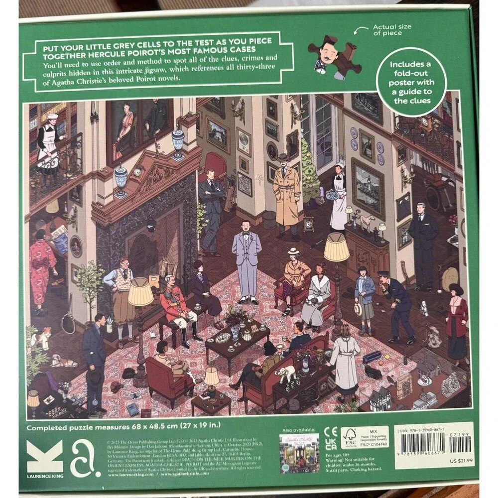 The World of Hercule Poirot 1000 Piece Jigsaw Puzzle 100 clues By Ilya Milstein